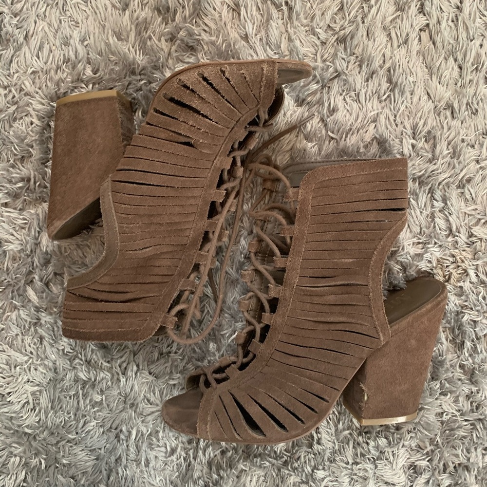 Block heel lace up sandals